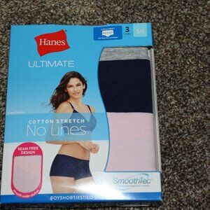 NWT 3 pr. Hanes Boyshorts Cotton Stretch no lines 5/S